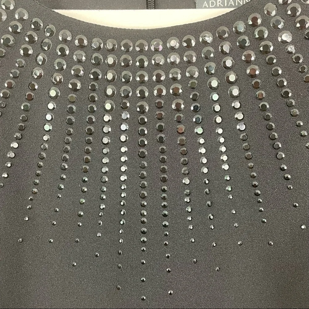 Adrianna Papell Embellished Pop Over Sheath Dress Black Special Occasion Size 10 - Picture 10 of 16